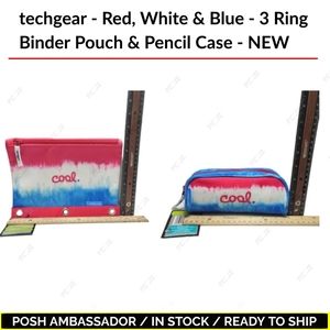 techgear - Red, White & Blue - 3 Ring Binder Pouch & Pencil Case - NEW